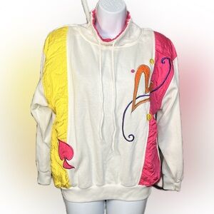Vintage 80s Oversized Colorful Sweatshirt with Windbreaker Designs